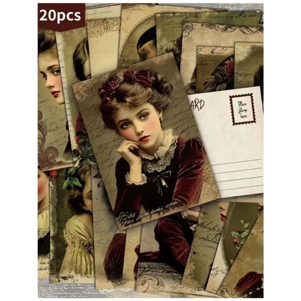 NWT 20 Vintage Victorian Ephemera Postcard Pack Double Sided Journal Paper Craft
